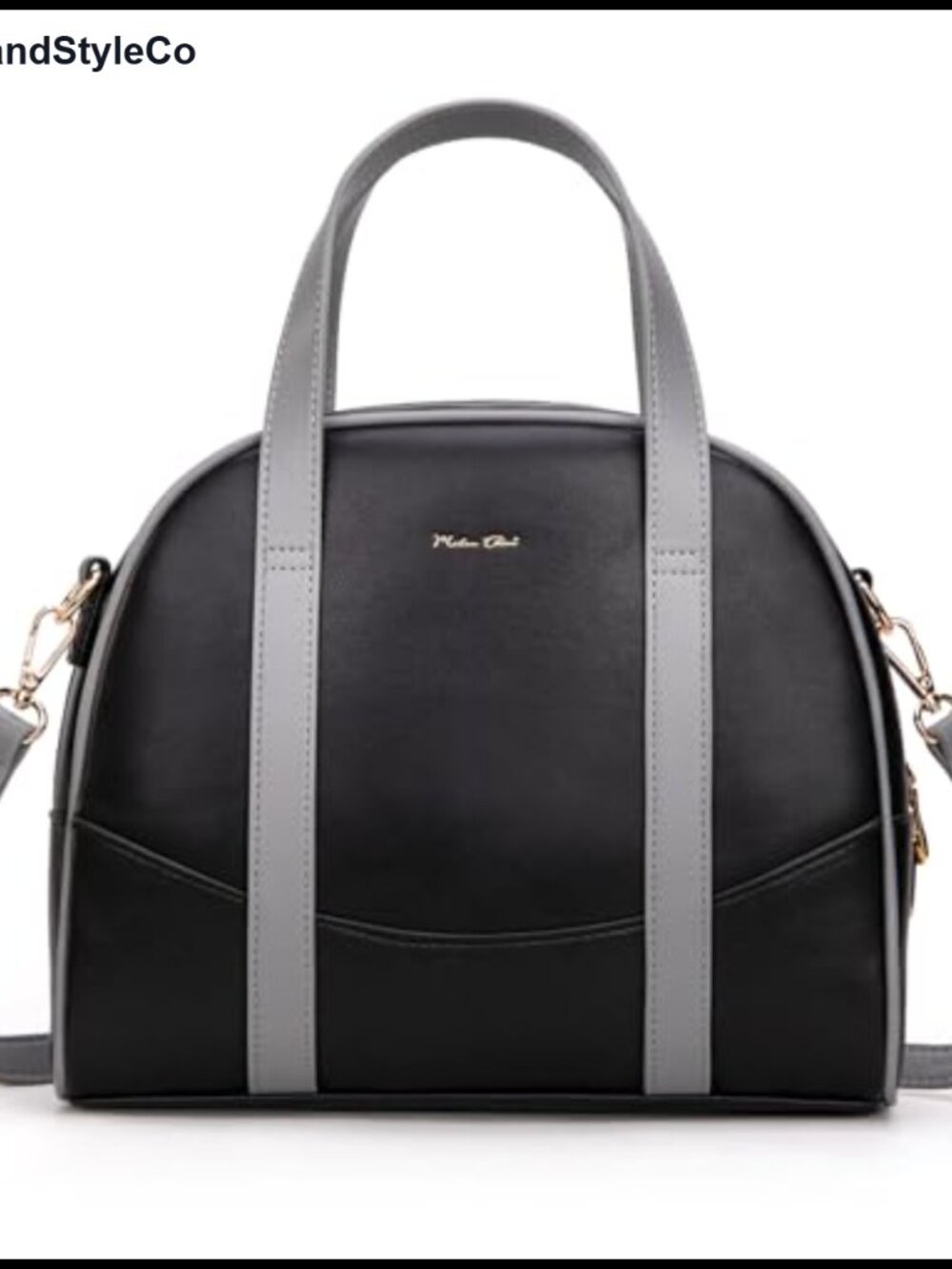 Vegan Leather Crossbody Satchel Dome Handbag Top Handle Detachable Strap
